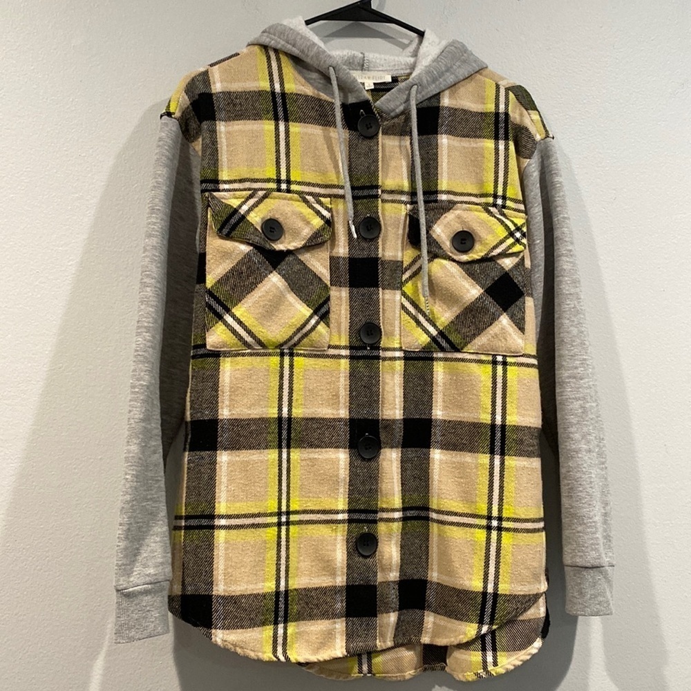 Ultra Flirt Yellow/Black/Gray Flannel Jacket - Size Small